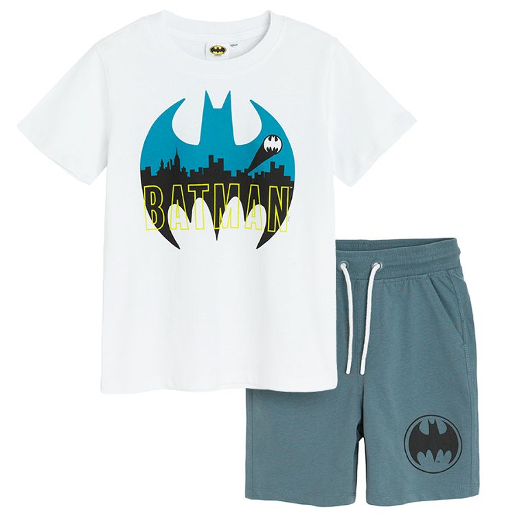 Batman set- white T-shirt with grey bermuda shorts