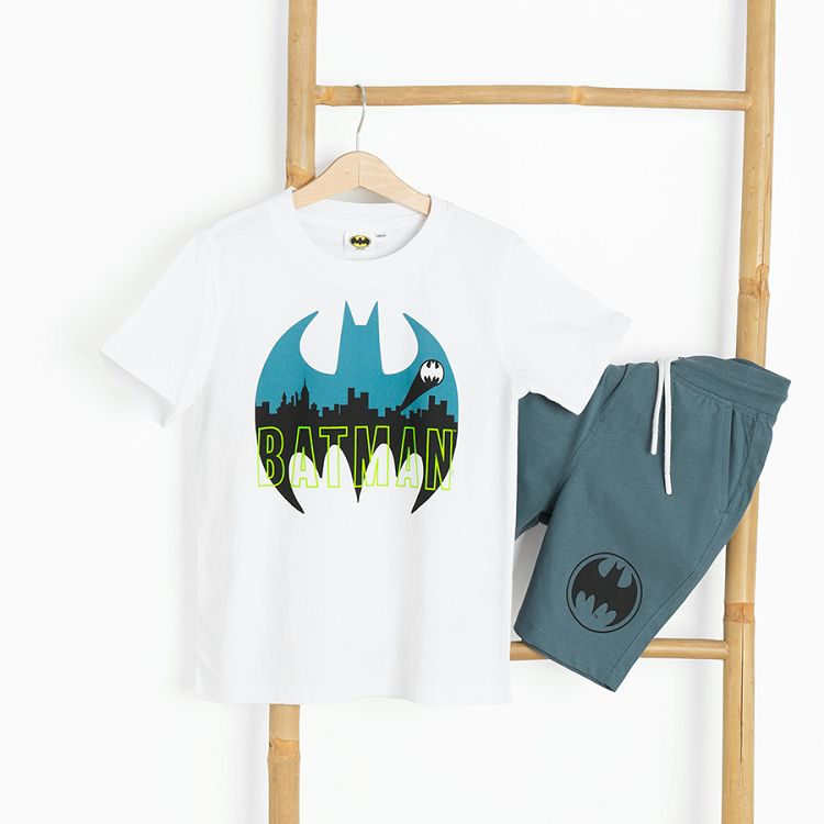 Batman set- white T-shirt with grey bermuda shorts