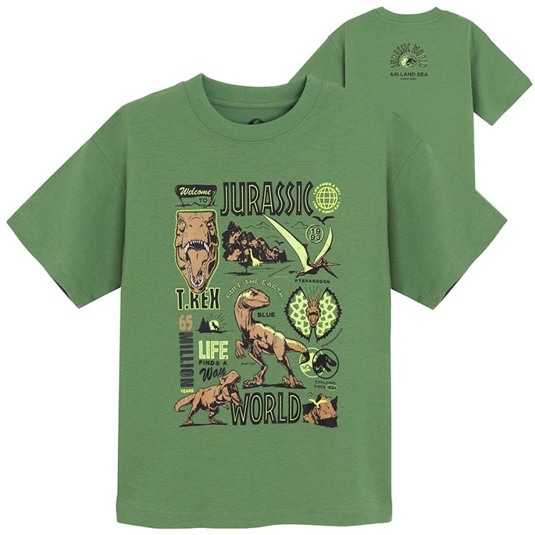 Jurassic World green T-shirt with dinosaurs print