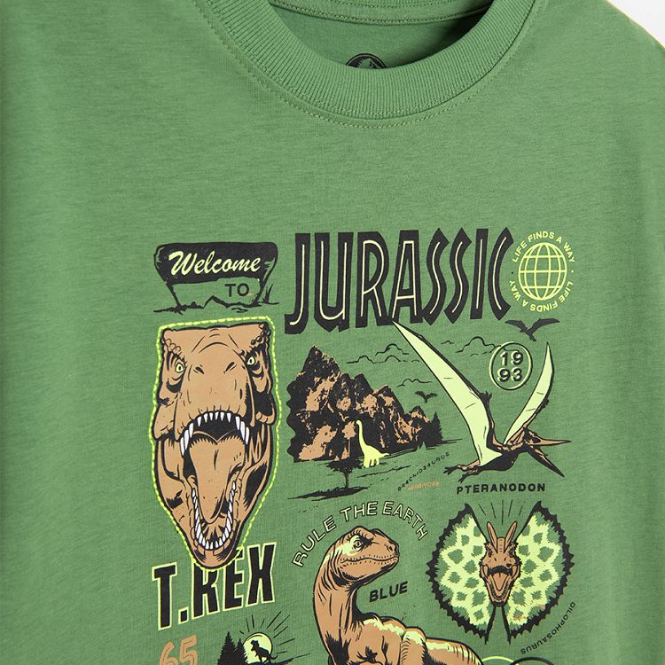 Jurassic World green T-shirt with dinosaurs print