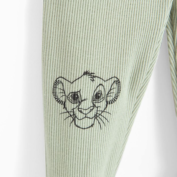 Lion King long sleeve white bodysuit, khaki footed leggings and beanie- 3 pieces