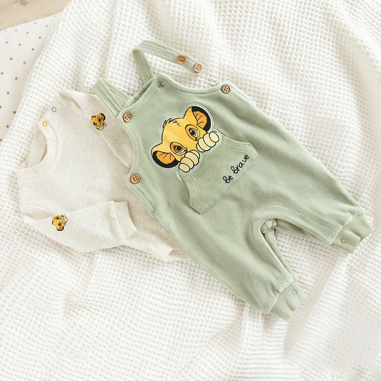 Lion King bodysuit and khaki dungaree set - 2 pieces