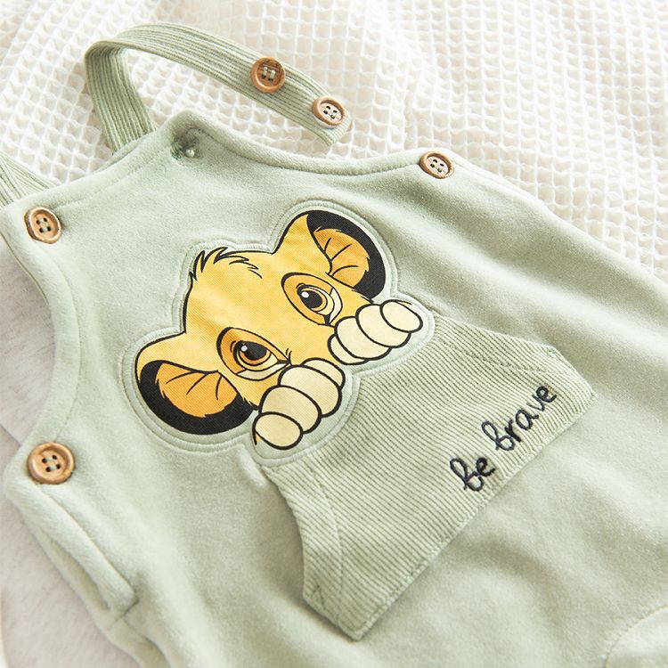 Lion King bodysuit and khaki dungaree set - 2 pieces