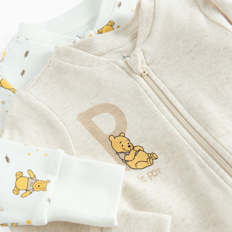 Winnie the Pooh long sleeve footless overall with side zipper- 2 pack