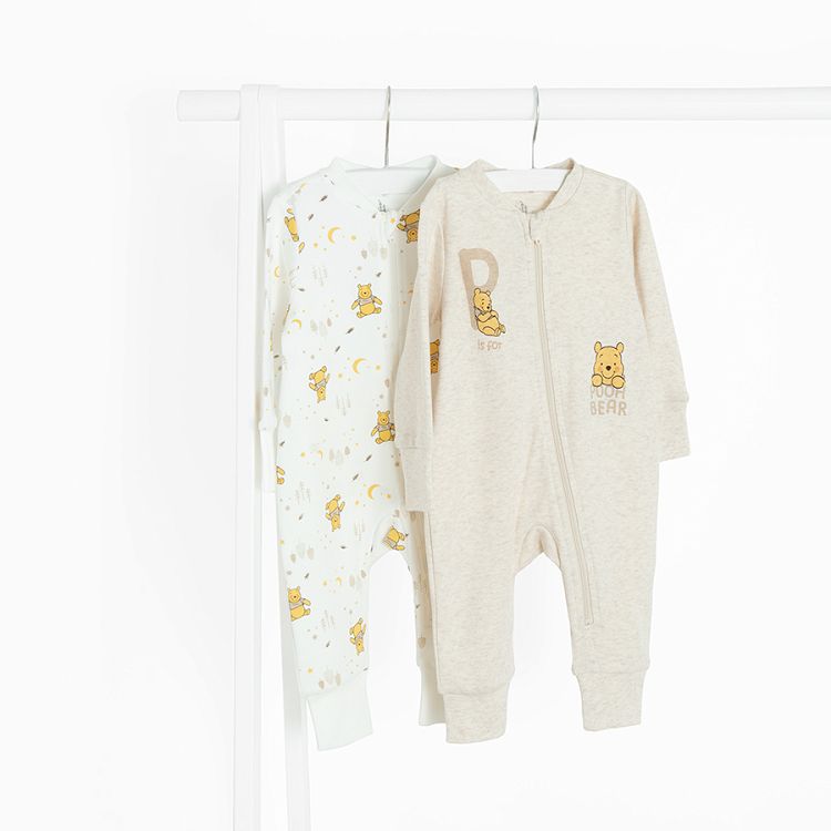 Winnie the Pooh long sleeve footless overall with side zipper- 2 pack