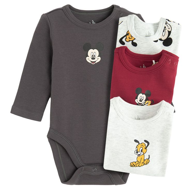 Mickey Mouse long sleeve bodysuits- 4 pack