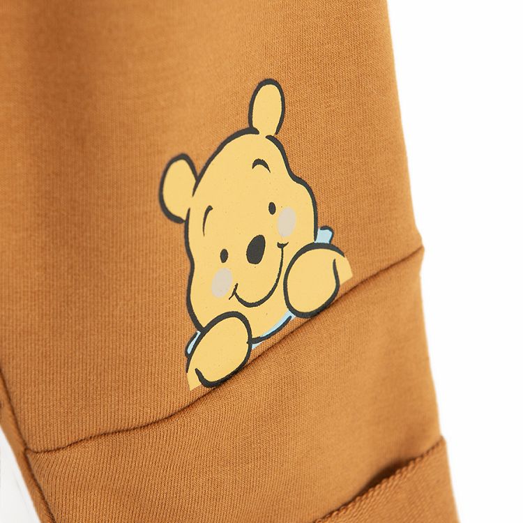 Winnie the Pooh white wrap blouse and brown footless leggings- 2 pieces