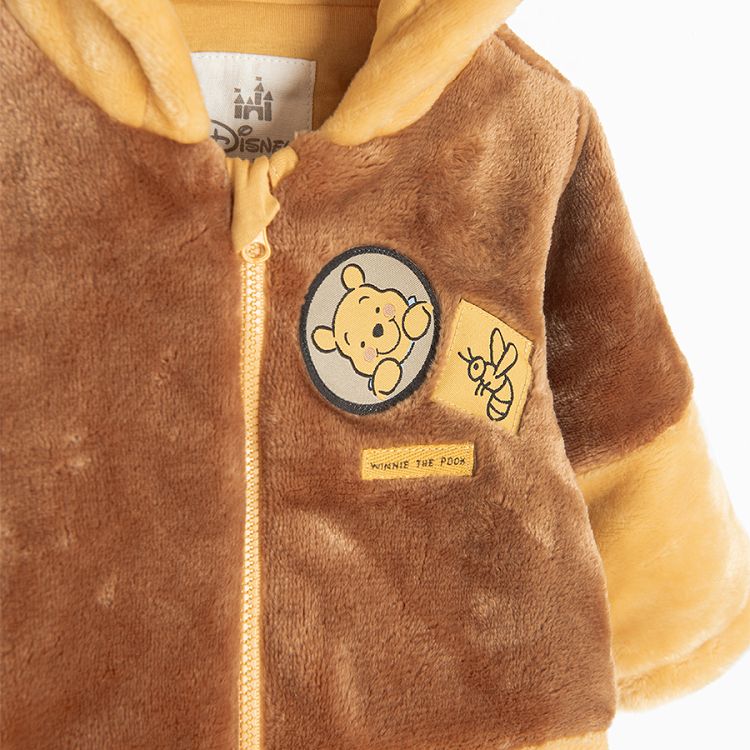 Winnie the Pooh footed and hooded overall with side zipper