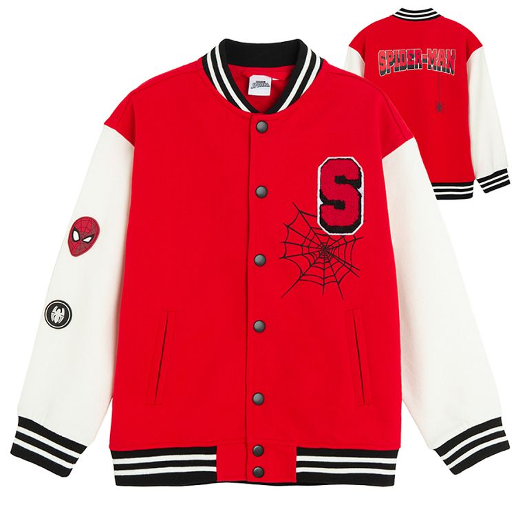 Spidernan red and white buttons sweatshirt