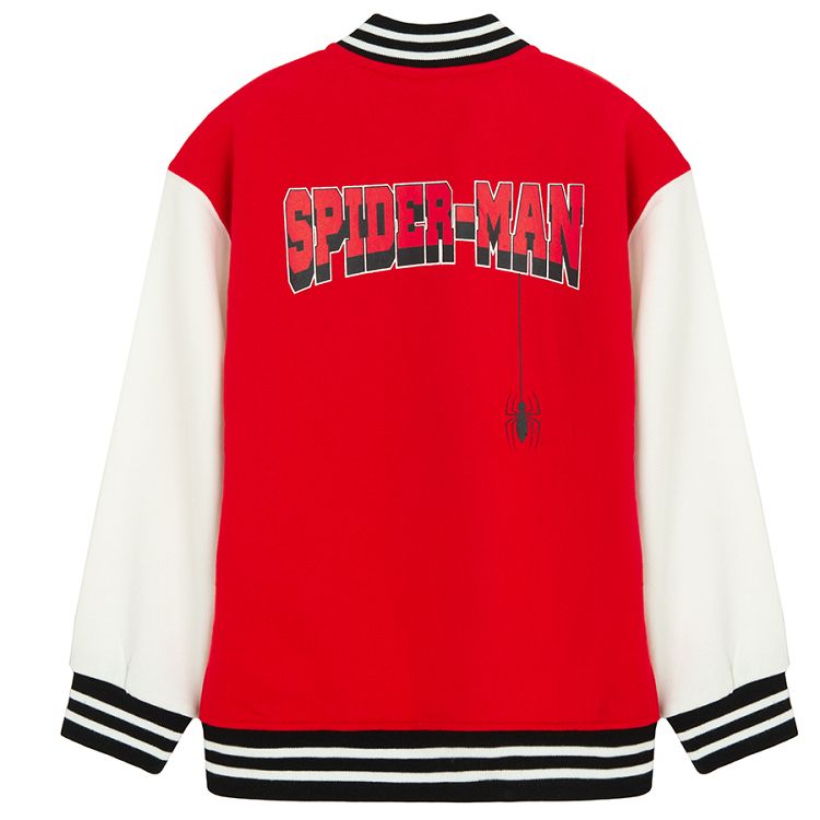 Spidernan red and white buttons sweatshirt