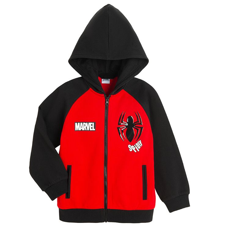 Spiderman black and red hooded zip through oversize sweatshirt