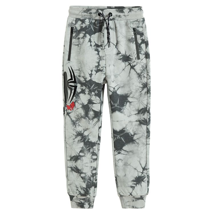 Spiderman black and white tie dye jogging pants