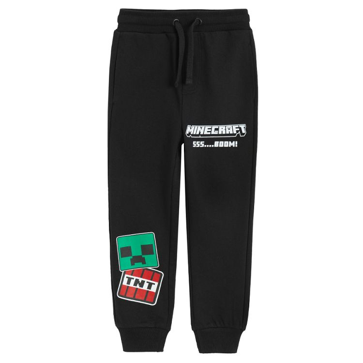 Minecraft white sweatshirt and black jogging pants set- 2 pieces