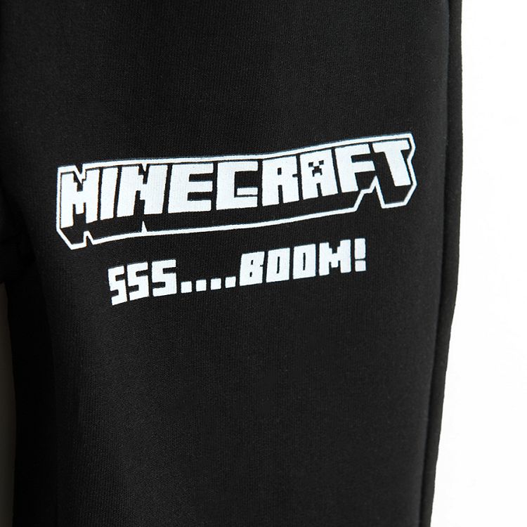 Minecraft white sweatshirt and black jogging pants set- 2 pieces