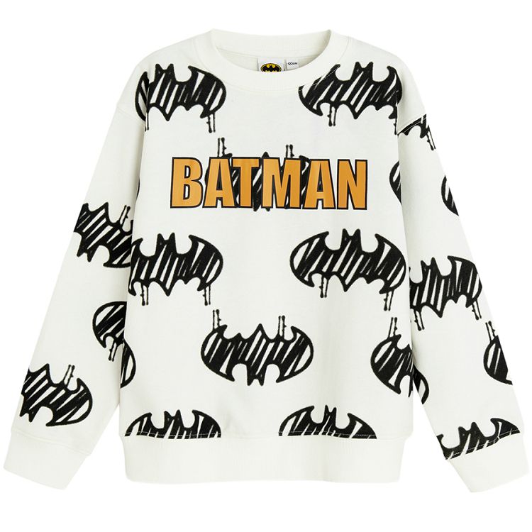 Batman jogging set- white sweatshirt and black pants- 2 pieces