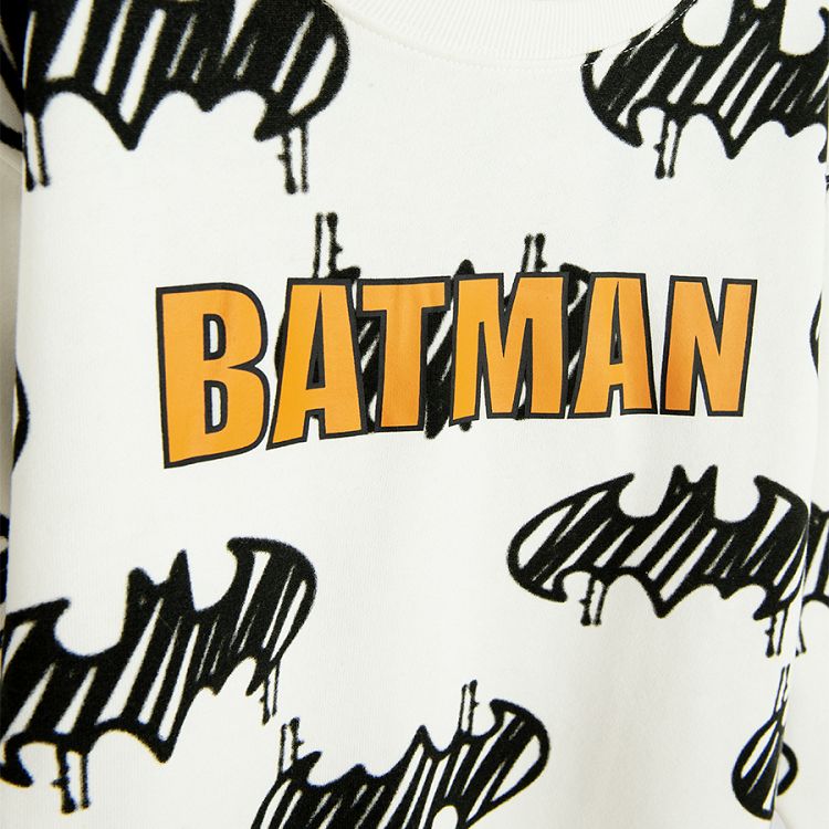 Batman jogging set- white sweatshirt and black pants- 2 pieces