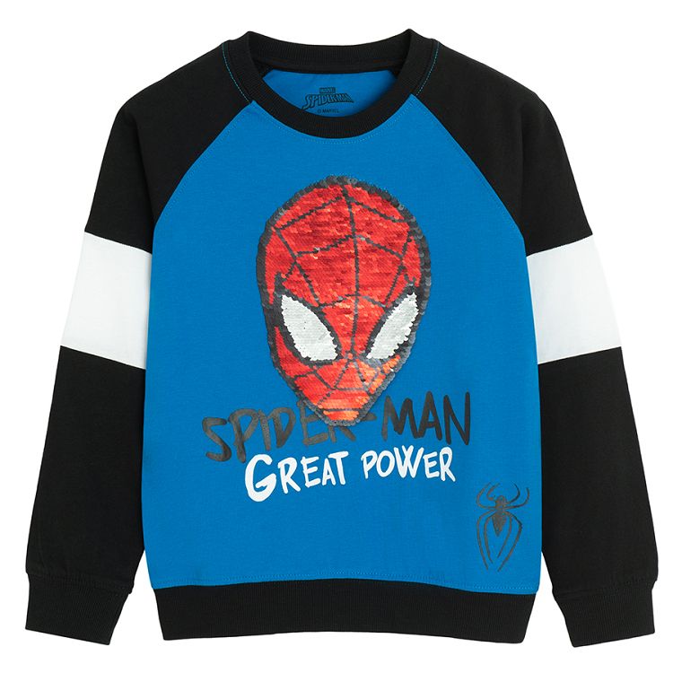 Spiderman blue and black sleeves sweatshirt