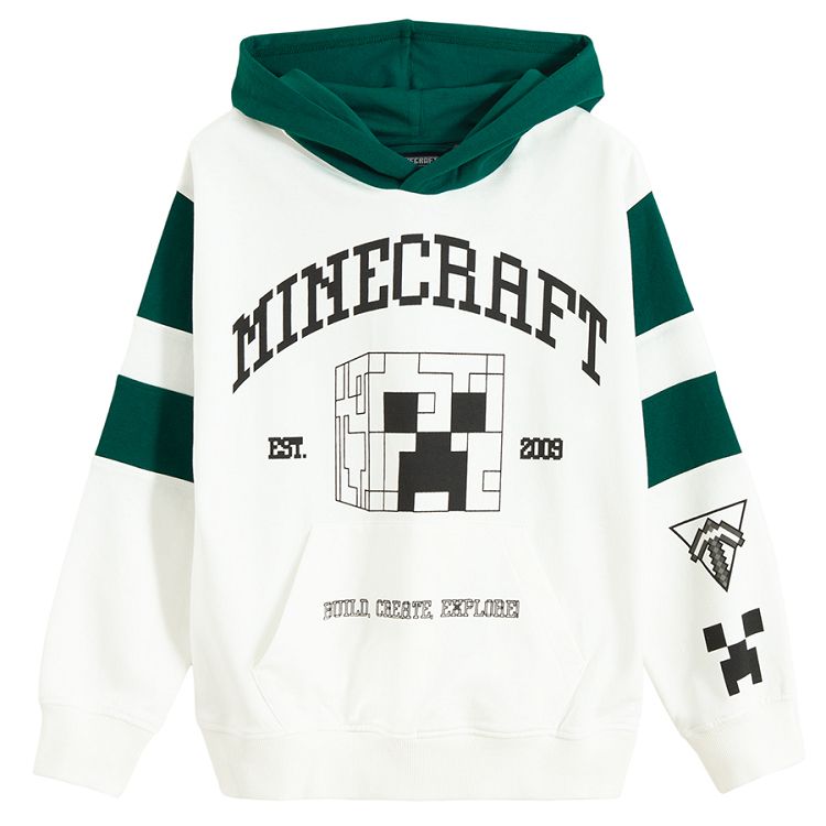 Minecraft white and black hooded sweatshirt