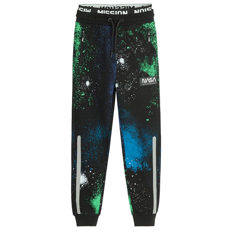 NASA black with paint splash jogging pants