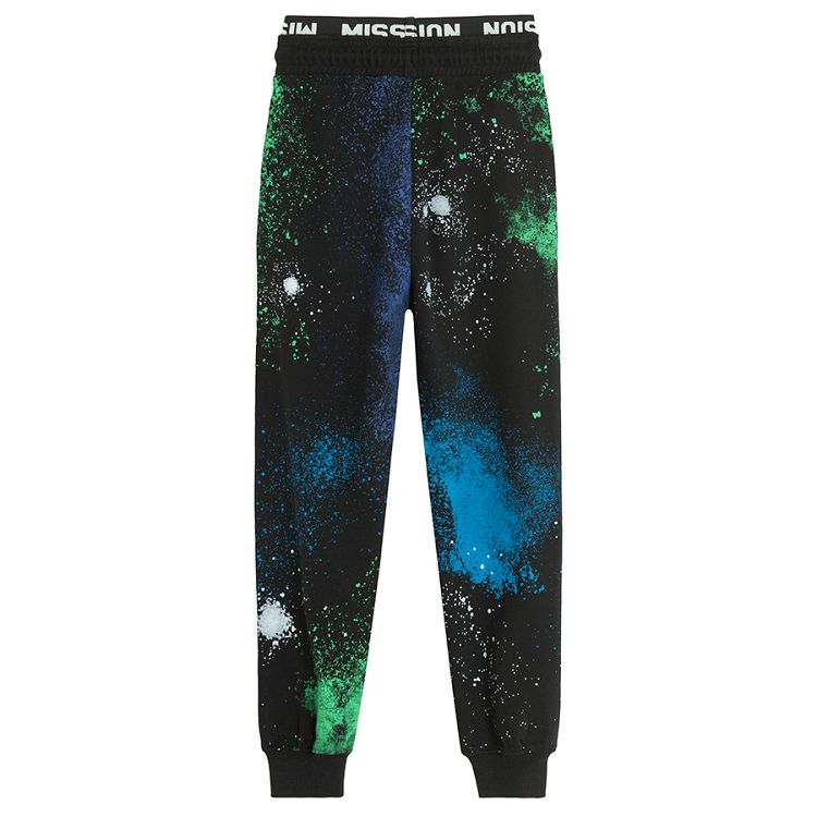 NASA black with paint splash jogging pants