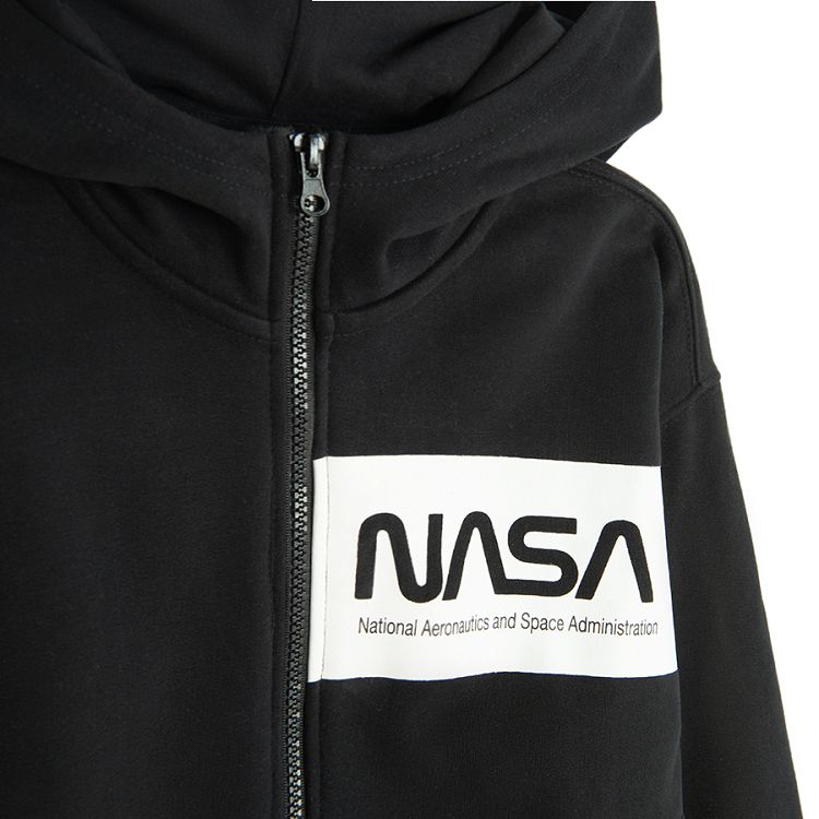 NASA black zip through hooded sweatshirt