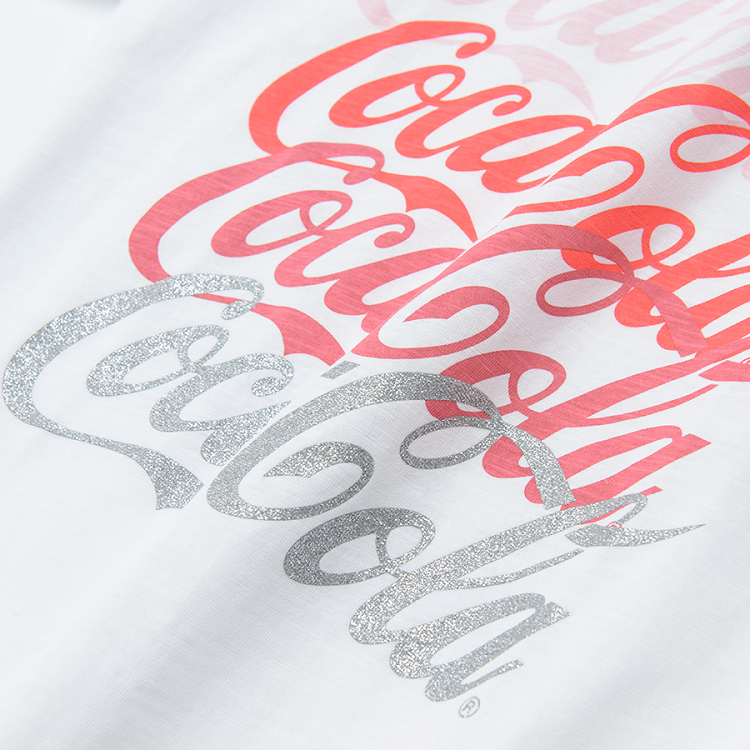 White Coca Cola short sleeve blouse