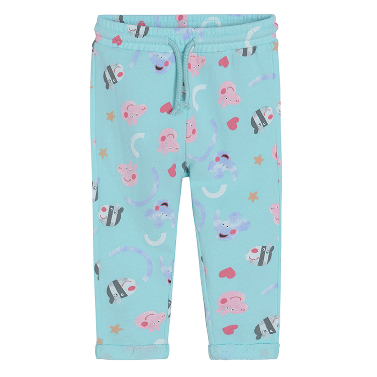 Light mint Peppa Pig jogging pants with adjustable waist