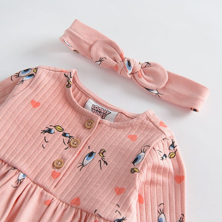 Looney Tunes pink long sleeve dress with matching headband set