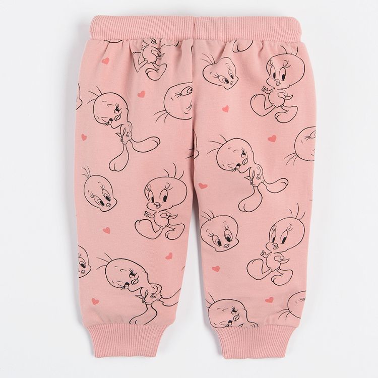 Light pink and cream Looney tunes jogging pants with adjustable waist - 2 pack