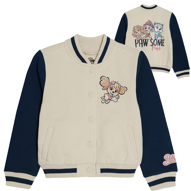 Paw Patrol white zip through sweatshirt with blue sleeves