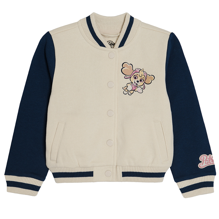 Paw Patrol white zip through sweatshirt with blue sleeves