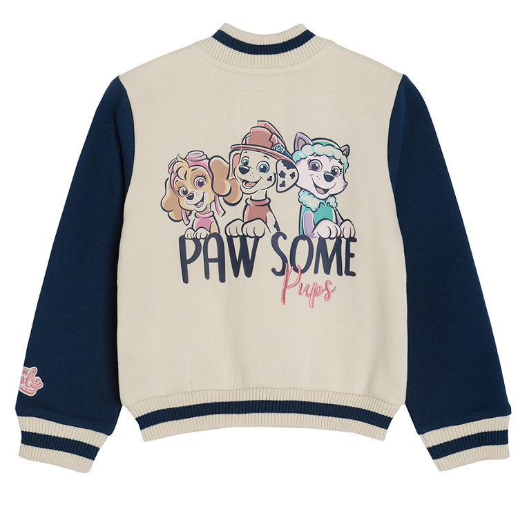 Paw Patrol white zip through sweatshirt with blue sleeves