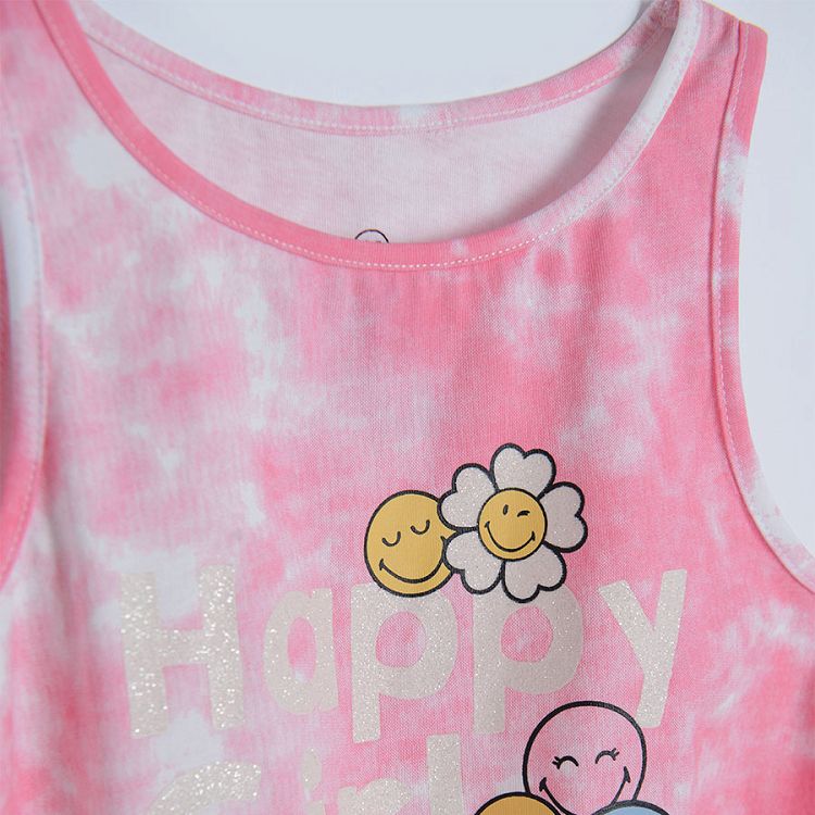 Smiley sleeveless T-shirt Happy Girls print and knot