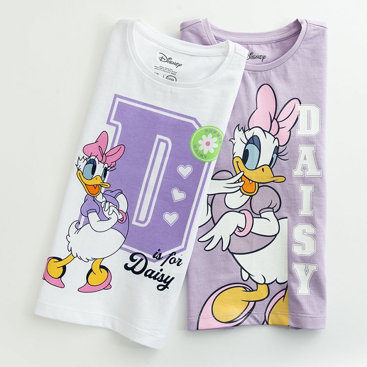 Daisy Duck white and purple short sleeve T-shirts- 2pack