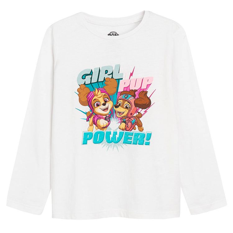 Paw Patrol white, pink and mint long sleeve blouses- 3 pack