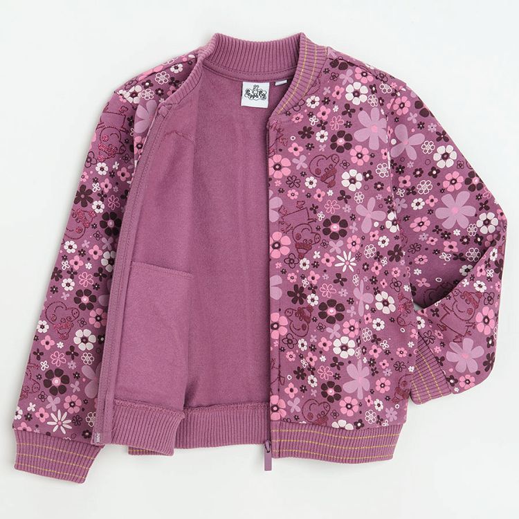 Purple floral zip through sweatshirt PEPPA PIG