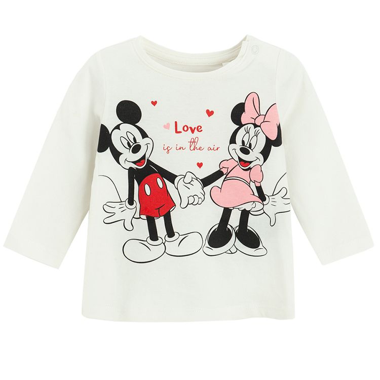 Mickey and Minnie Mouse long sleeve blouse LOVE IS IN THE AIR