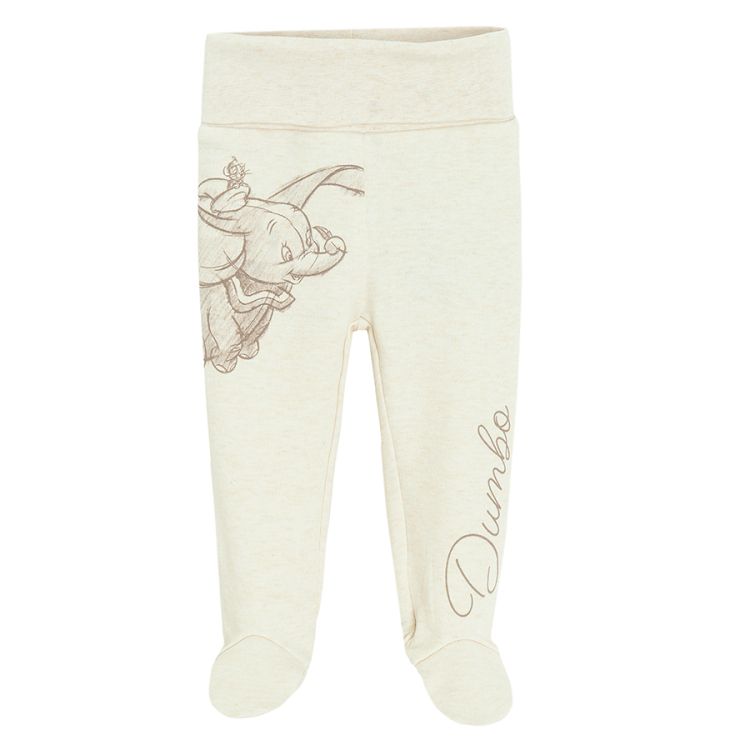 Dumbo elephant creme footed leggings- 2 pack