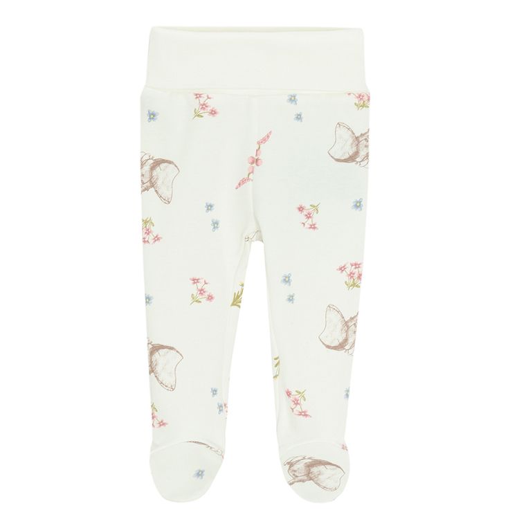 Dumbo elephant creme footed leggings- 2 pack