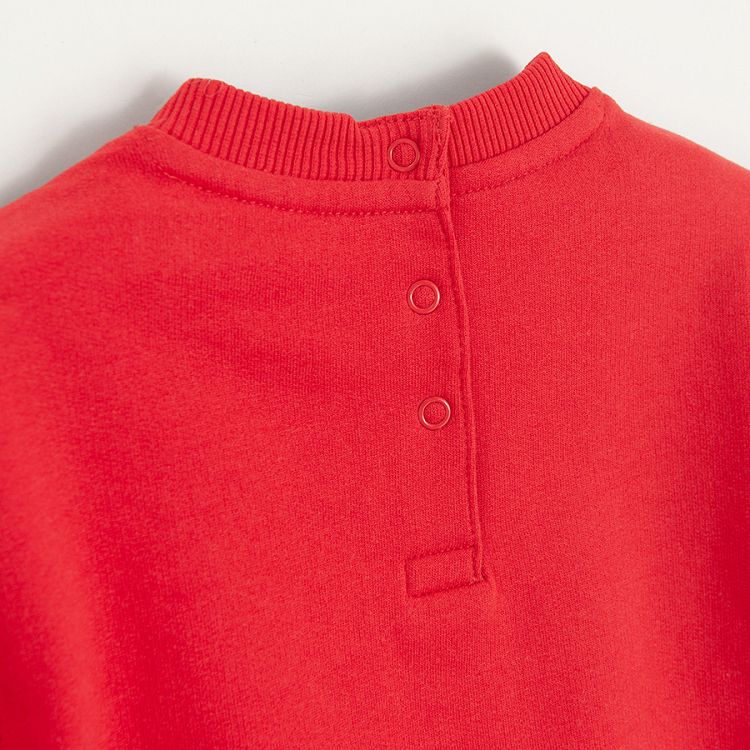 Mickey and Minnie Mouse red long sleeve sweatshirt with ruffle on the sleeves