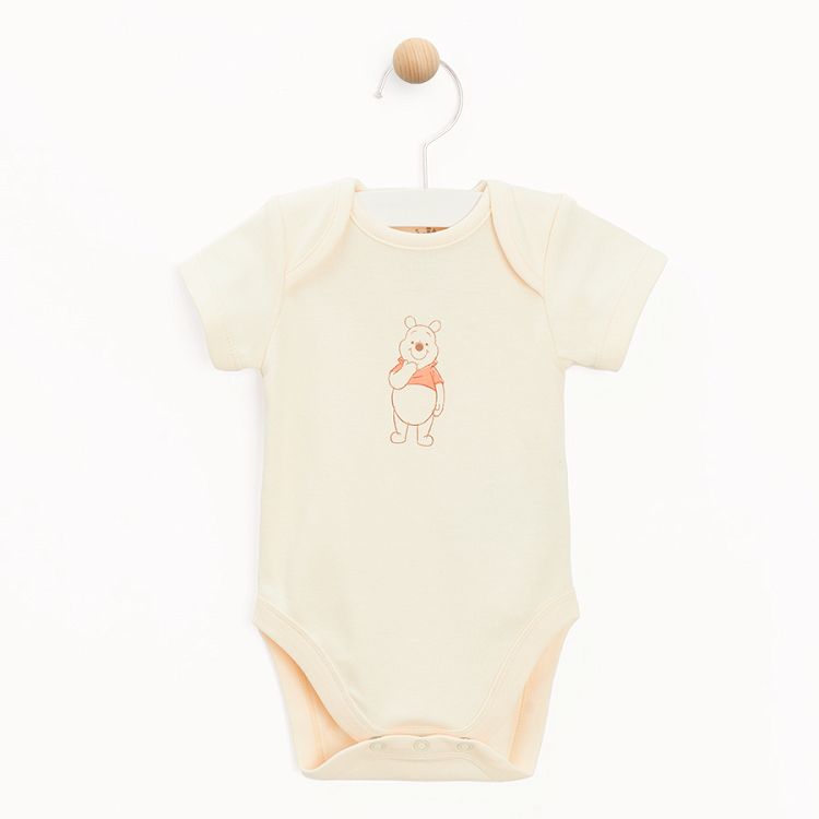 Winnie the Pooh white and 3 shades of pink short sleeve bodysuits- 4 pack