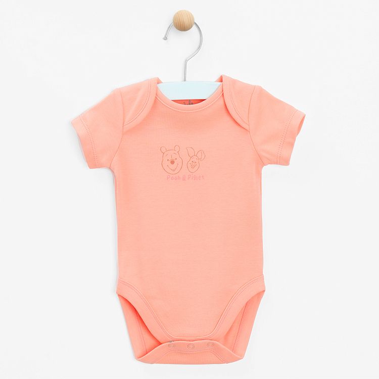 Winnie the Pooh white and 3 shades of pink short sleeve bodysuits- 4 pack