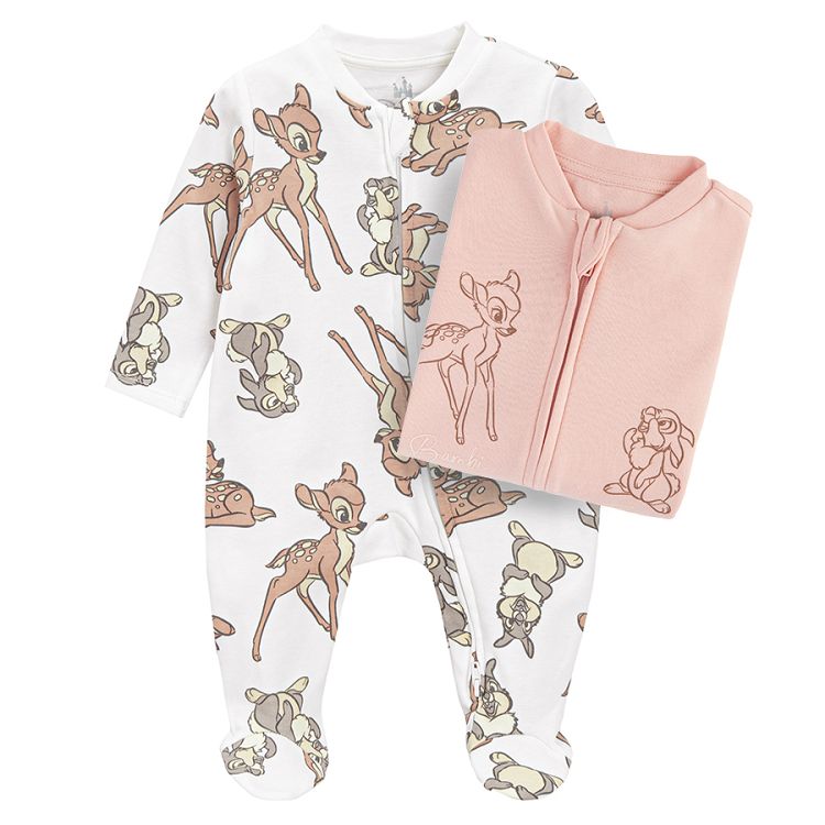 Bambi elephant white and pink  long sleeve bodysuits- 2 pack