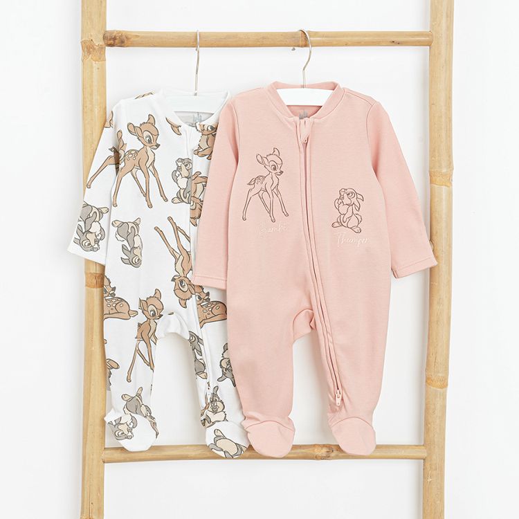 Bambi elephant white and pink  long sleeve bodysuits- 2 pack