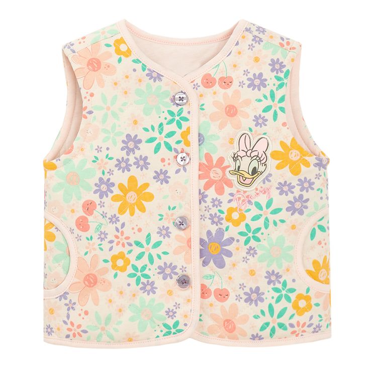 Daisy Duck floral vest with buttons