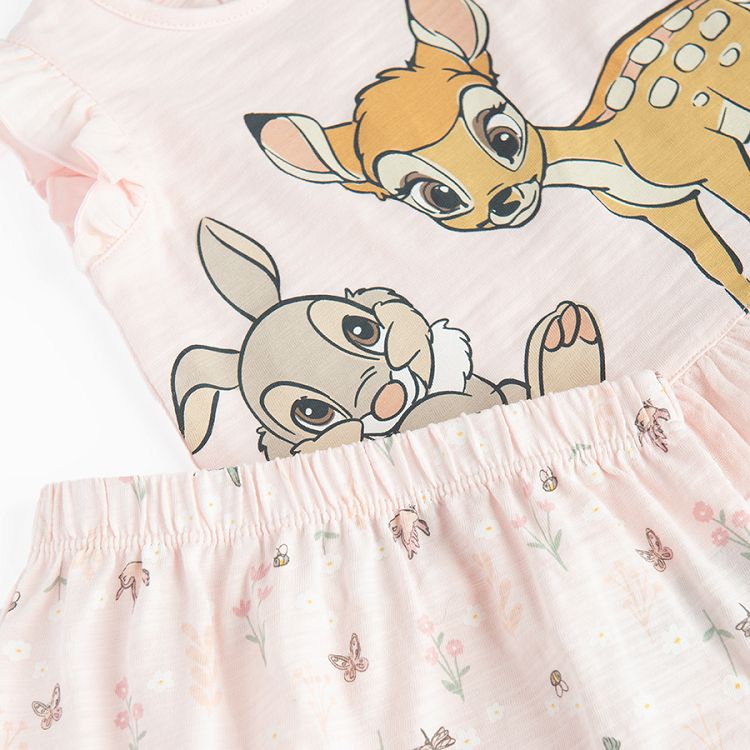 Bambi pink set, T-shirt and floral shorts