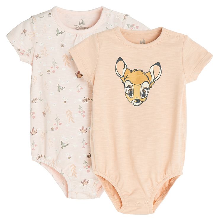 Bambi pink short sleeve bodysuits- 2 pack