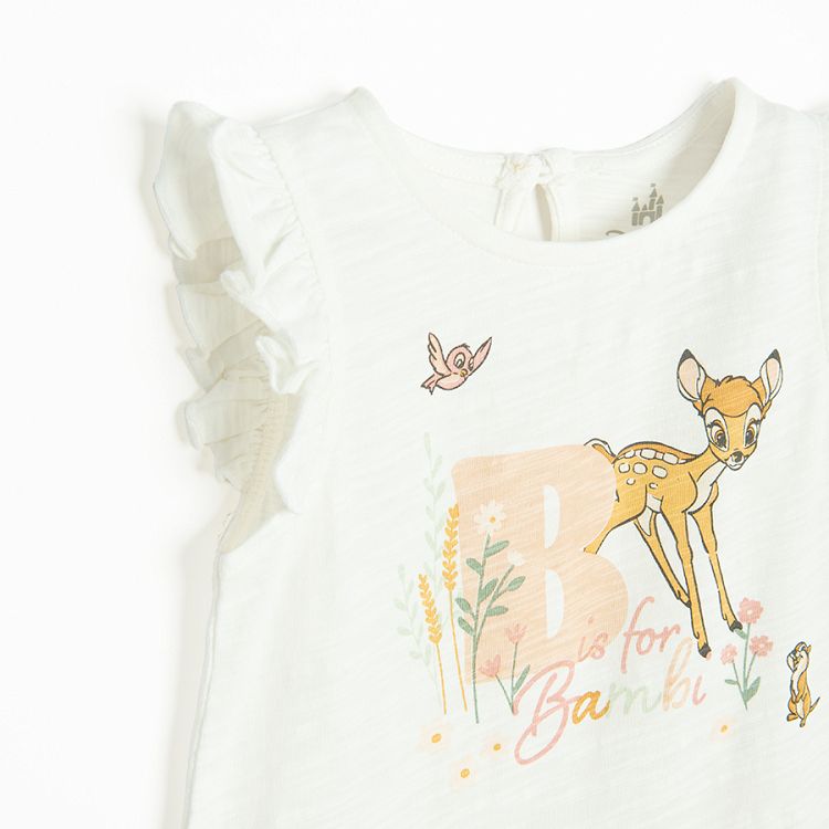 Bambi white T-shirt and pink shorts set- 2 pieces