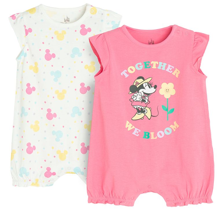 Minnie Mouse white and pink romper- 2 pack