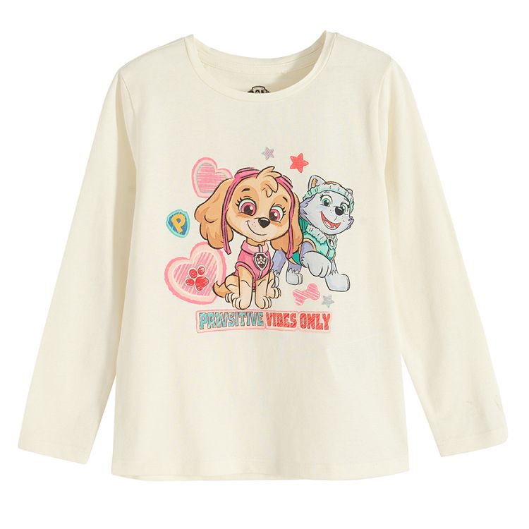 Paw Patrol white, blue and pink long sleeve blouses- 3 pack